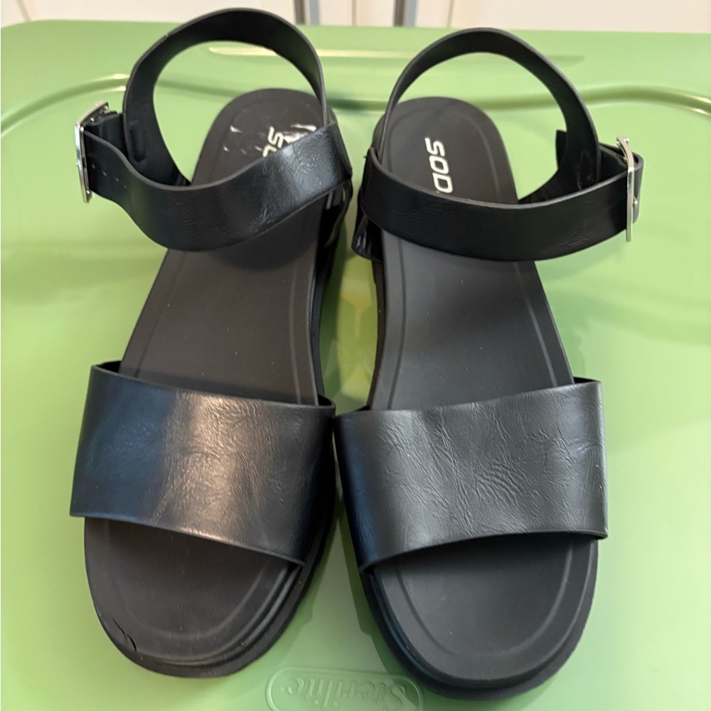 Soda Black Sandals with Silver Buckles - New and never worn.